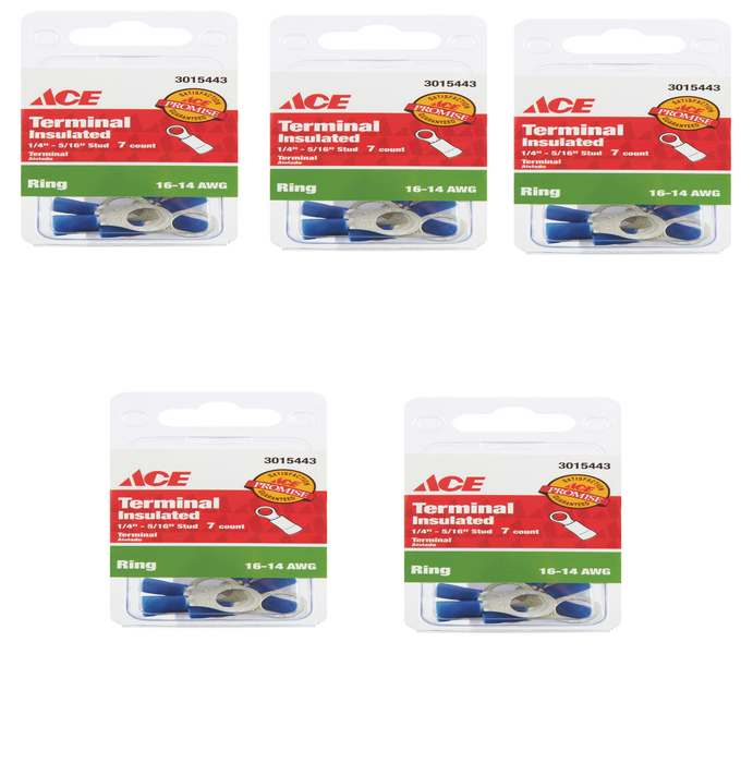 Ace #3015443 16-14 AWG Ring Terminal Blue/Gray ~ 5-Pack