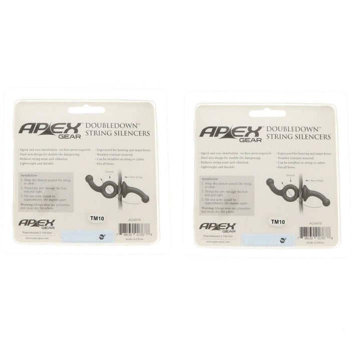 Apex Gear #AG460B Double Down String Silencers Archery Black ~ 2-Pack