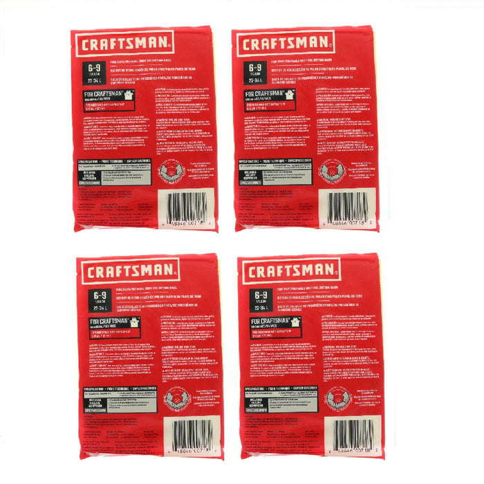 Craftsman #CMXZVBE39970 Fine Dust / Drywall Dust Collection Bags 6-9 Gallon Shop Vac Bags ~ 4-Pack ~ 8