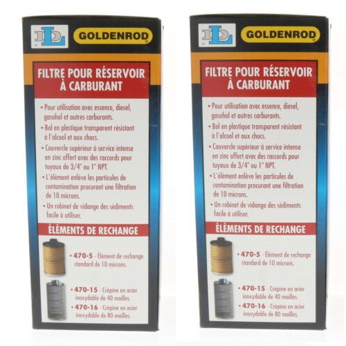 Goldenrod #495 1" NPT Fuel Tank Filter 10 Micron ~ 2-Pack