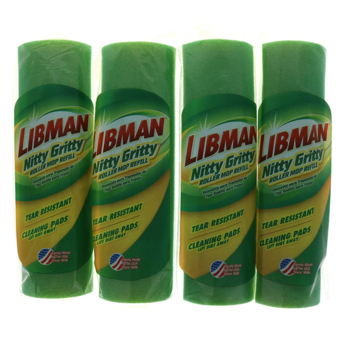 Libman #02011 Nitty Gritty Roller Mop Refill ~ 4-Pack