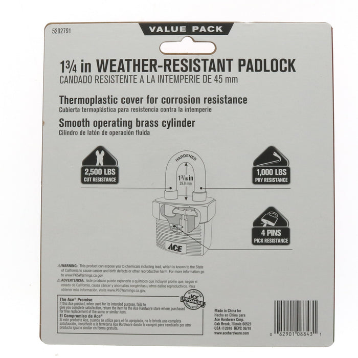 Ace Hardware #5202791 Double Locking Key Alike 3 Padlocks Weather Resistant