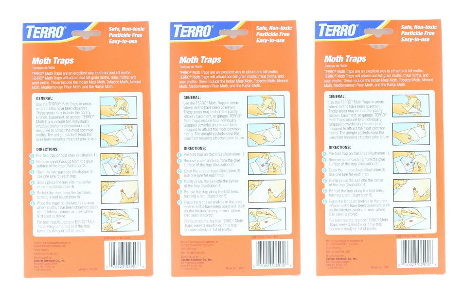 Terro #T2900 Non-toxic Pantry Moth Insect Bug Sticky Glue Trap ~ 3-Pack ~ 6 Traps Total