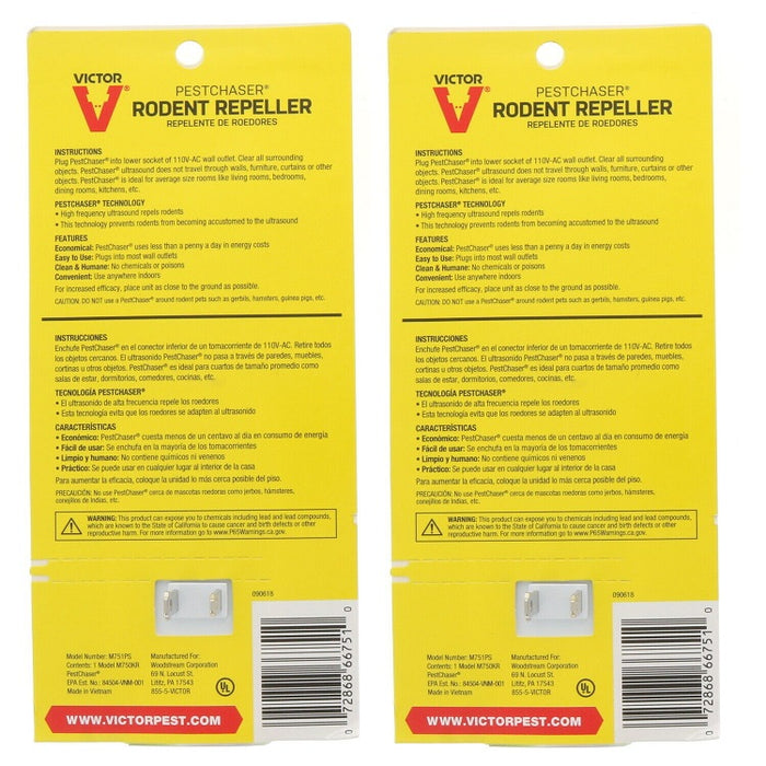 Victor #M751PS Plug-In Electronic Rodent Pest Repellent Night Light ~ 2-Pack