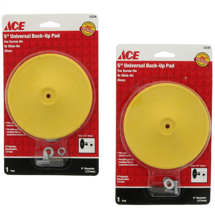 Ace Hardware #23238 5" Universal Stick-On Pad ~ Sanding Disc Backer Pad 1/4" Arbor ~ 2-Pack