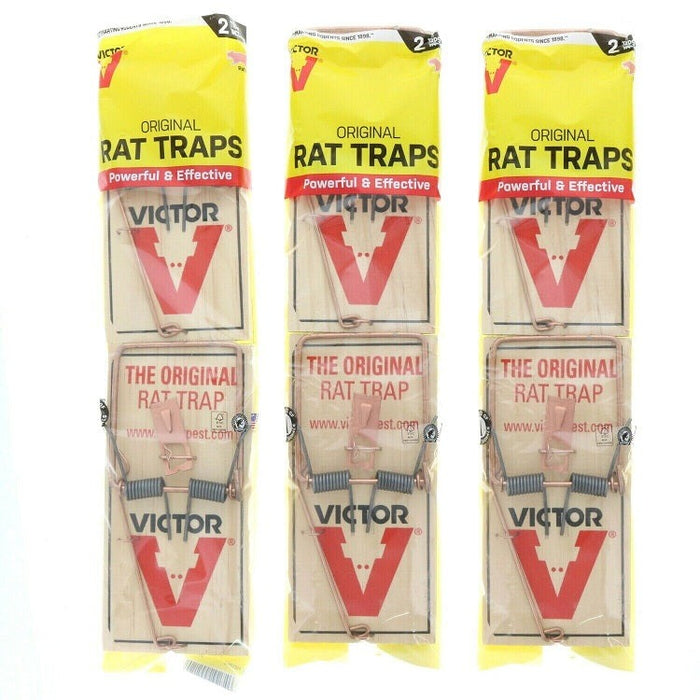 Victor #19212P-3 041719 Wood Rat Snap Trap 7" x 3.5" ~ 3-Pack ~ 6 Traps Total