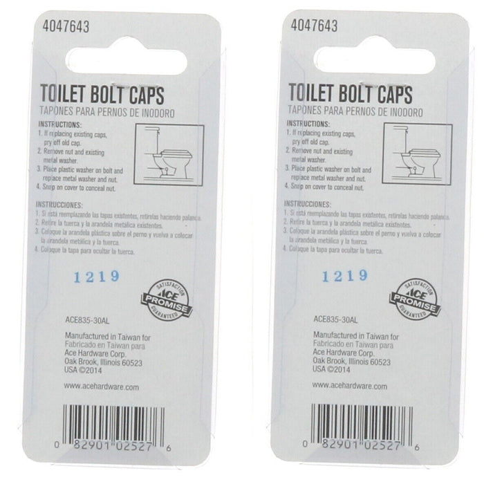 Ace Hardware #ACE835-30AL Almond Toilet Bolt Caps Set ~ 2-Pack ~ 4 Caps Total