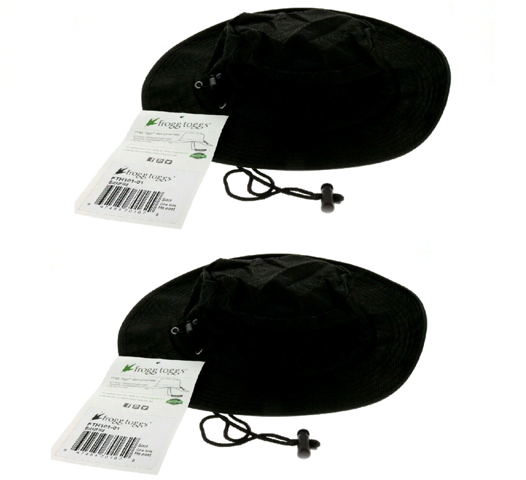 Frogg Toggs #FTH101-01 Bucket Boonie Hat Waterproof Breathable Fishing Black ~ 2-Pack