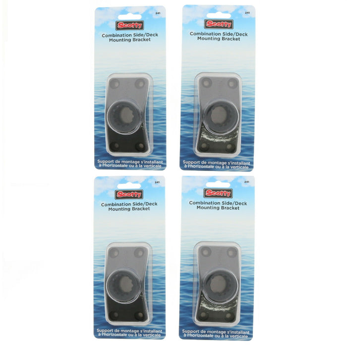 Scotty #241-BK Combination Side / Deck Mounting Bracket Fishing Rod Holder ~ 4-Pack