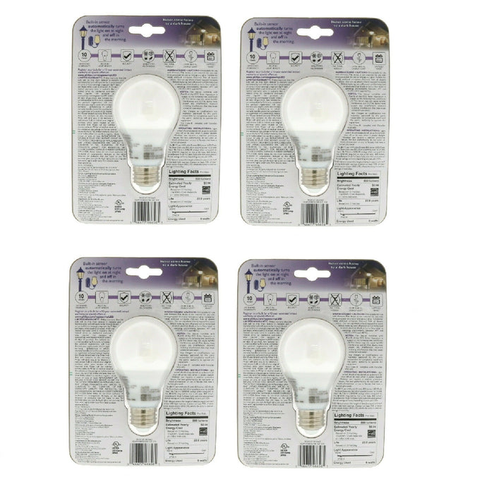 Philips #466565 Dusk to Dawn 60W Replacement Soft White Light Bulb A19 ~ 4-Pack